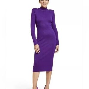 Elegant Long Sleeve Purple Dress